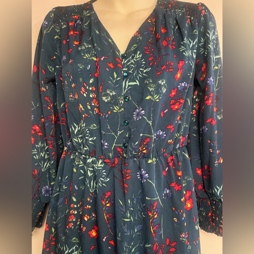🚨New NY Collection Printed Smocked Sleeve Midi Dress - Picture 3 of 6
